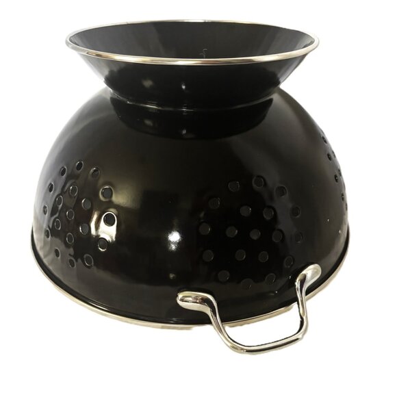 Colander Black Powder Coated Enamel  5 Qt Size - Picture 6 of 14